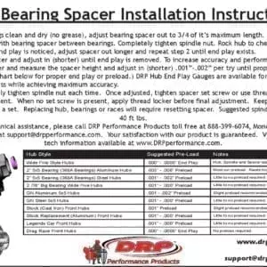 DRP bearing spacer instructions